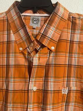 Cinch Orange Plaid Button-Down Shirt - Men's